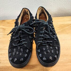 Jeffery Campbell  Black Suede Athletic Havana Goth Skull Women's Size 7.5